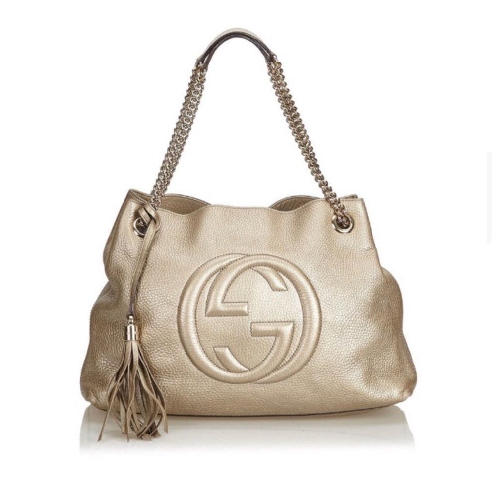 Gucci Metallic Gold Leather Shoulder Bag -authentic and rare
